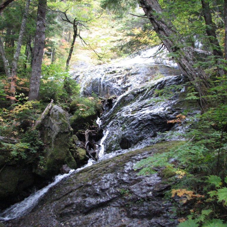 Водопад в лесу в районе г.Норикура; Нагано