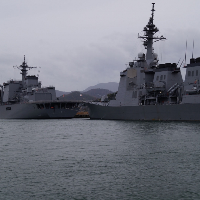 Военная эскадра в крупнейшем японском военном порту Майдзуру; Киото